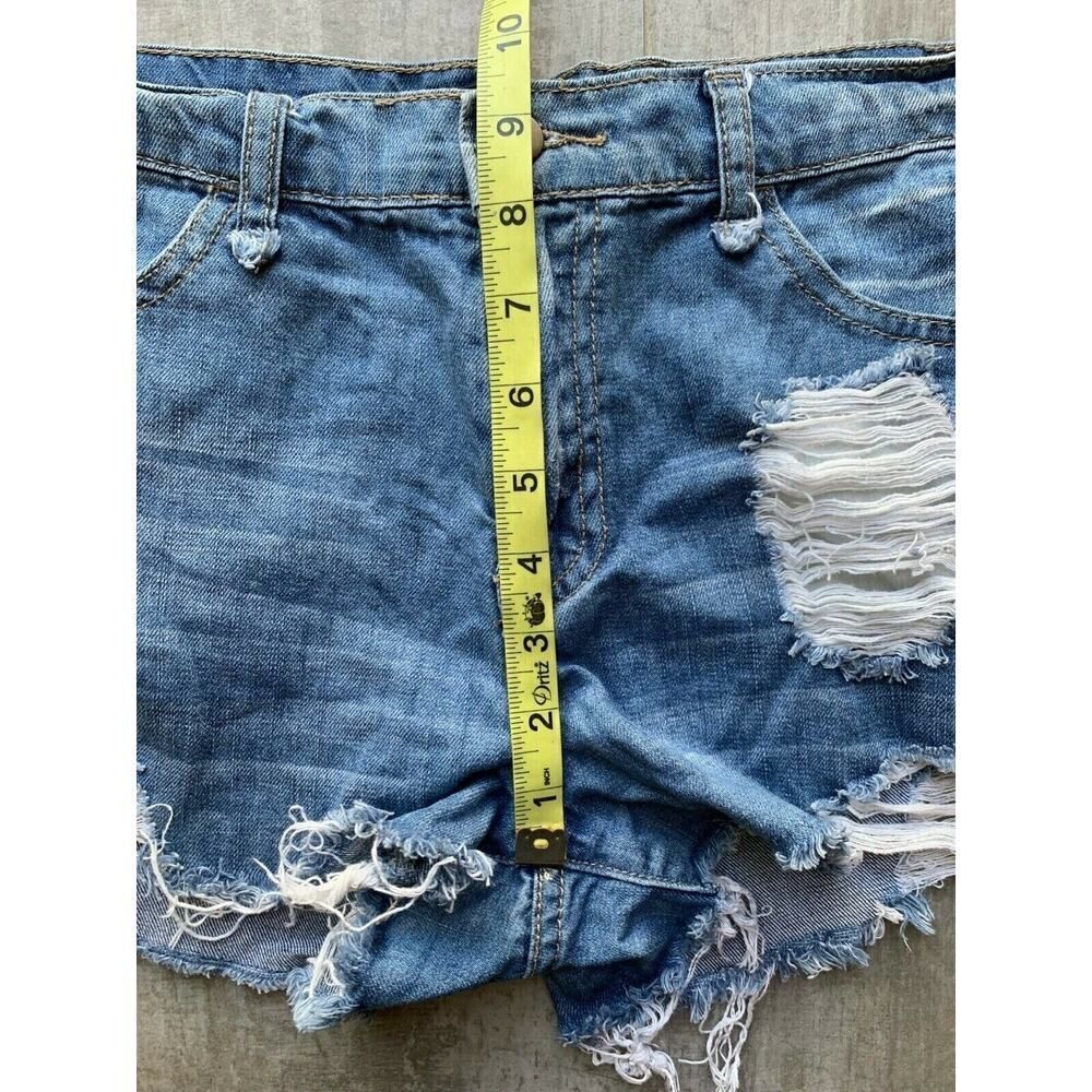 Summer Beach Soft Denim Jean Cut Off Shorts Distressed Medium Light Wash Size 27 - Picture 5 of 8